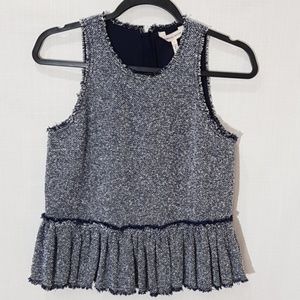Rebecca Taylor Sleeveless Tweed Peplum Top